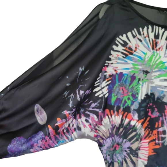 BCBGMaxAzria XS Suzie Black Split Sleeve Dolman Blouse Top - Picture 7 of 10